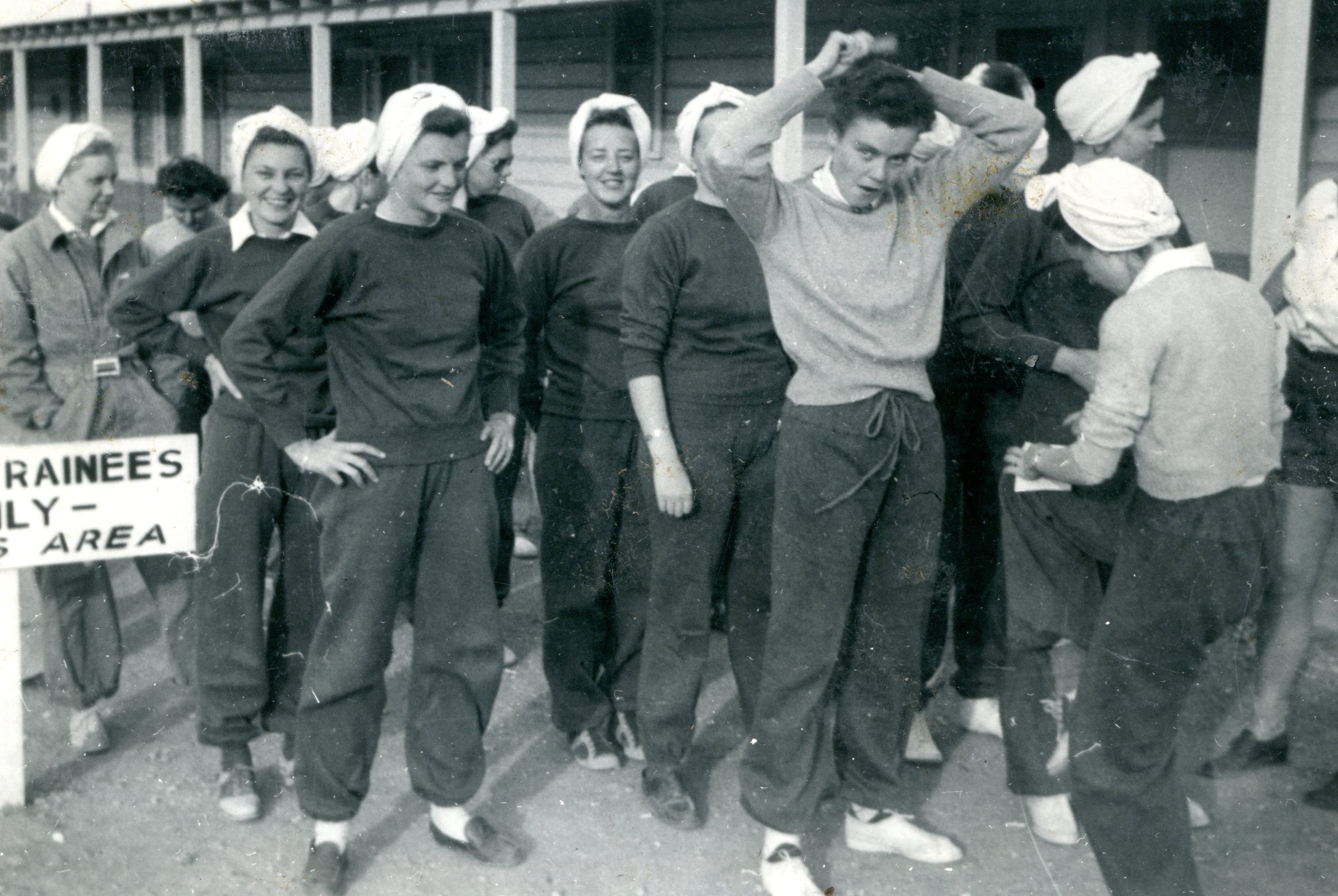 WASP wearing head scarves preparing to march