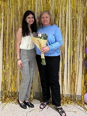 Mariana Salazar, on the left, stands with TWU professor Angie Griffin